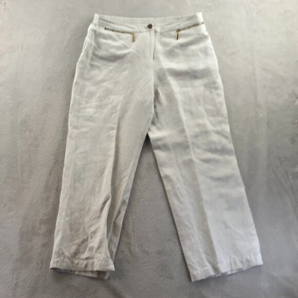 JM Collection Women's Pants Size PM Linen Blend Straight Leg Elastic Waist Beige - Picture 13 of 13